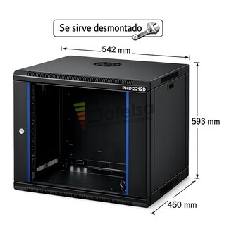 Armario Rack 12U 542x450 mm desmontado | Mural Phasak ECO PHO 2212-D